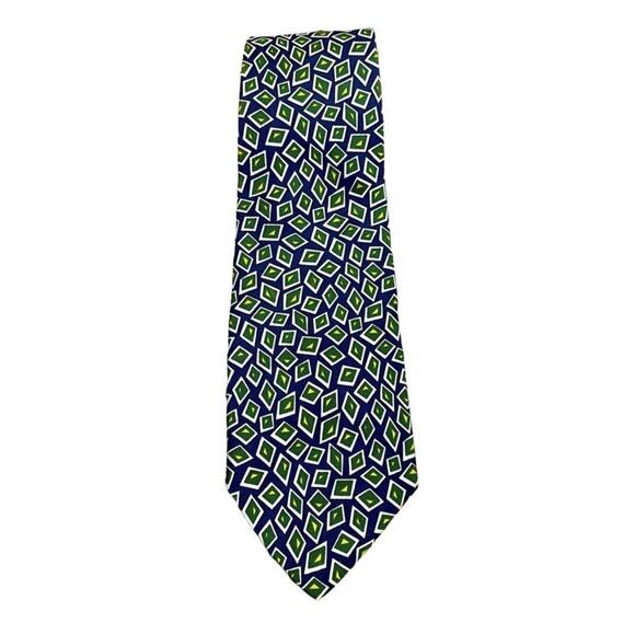 VTG.Abercrombie & Fitch Tie Mens Preppy Geometric Diamond Silk Hand Made USA - Picture 2 of 8